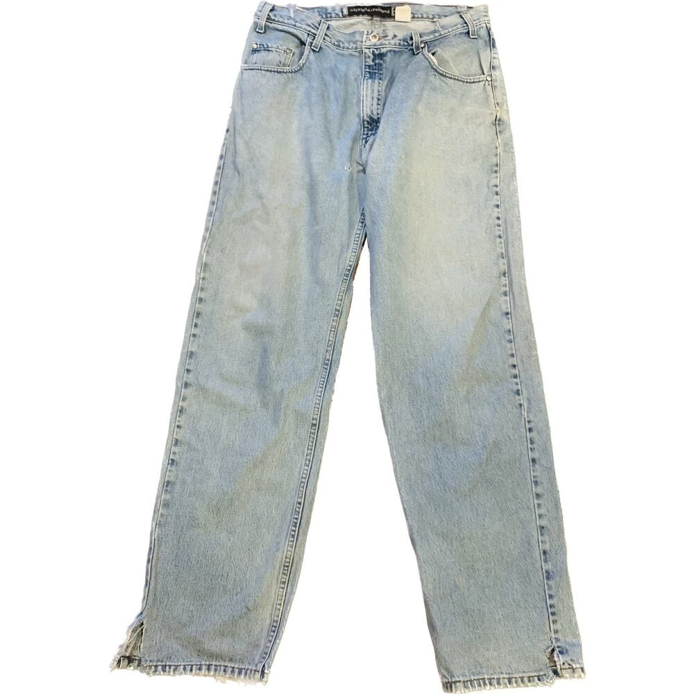 Vintage Levis Silvertab Jeans Men W36 L34 Straight Relaxed Destroyed Light Wash